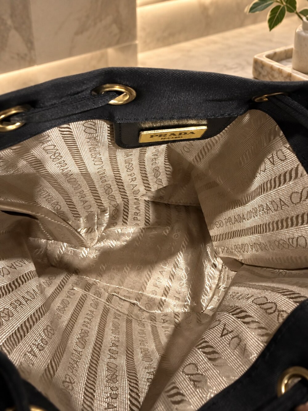 Prada Black Drawstring Makeup Bag | Travel Organizer - Picture 4 of 6